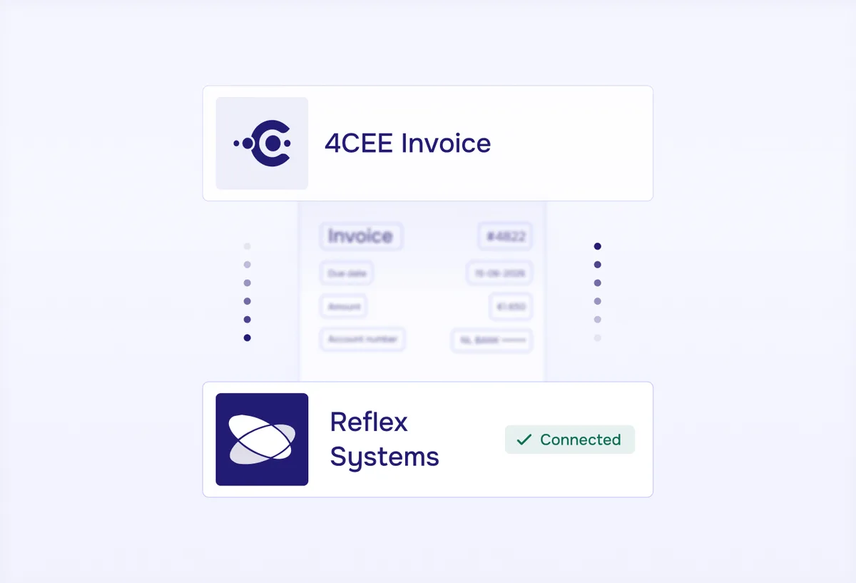 Visual van 4CEE Invoice gekoppeld aan Reflex Systems voor factuurverwerking automatiseren in de foodsector