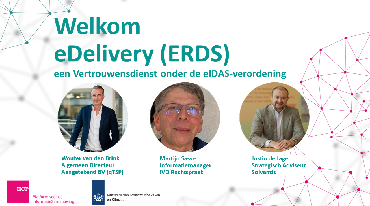 Justin de Jager presenteert Peppol Gestructureerde Gegevensuitwisseling op ECP symposium over e-delivery, vertrouwensdiensten en